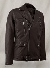 DAUNTLESS BROWN BIKER LEATHER JACKET