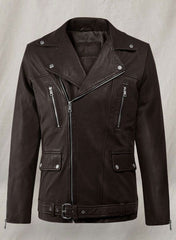 DAUNTLESS BROWN BIKER LEATHER JACKET