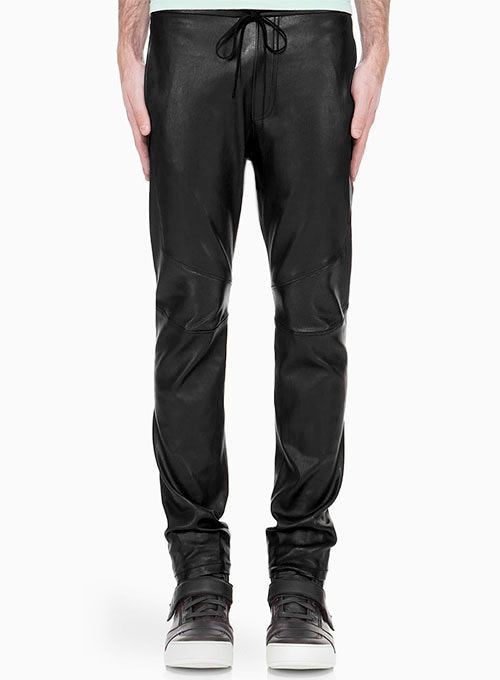 DRAWSTRING DESIGNER LEATHER PANTS