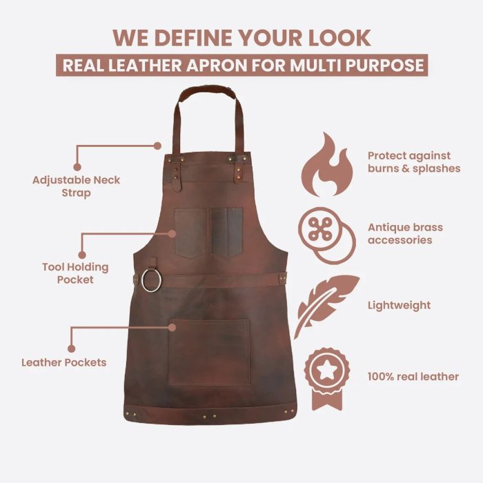 DARK BROWN FULL GRAIN LEATHER APRON