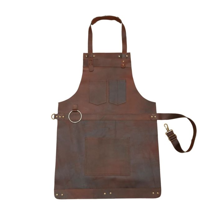 DARK BROWN FULL GRAIN LEATHER APRON