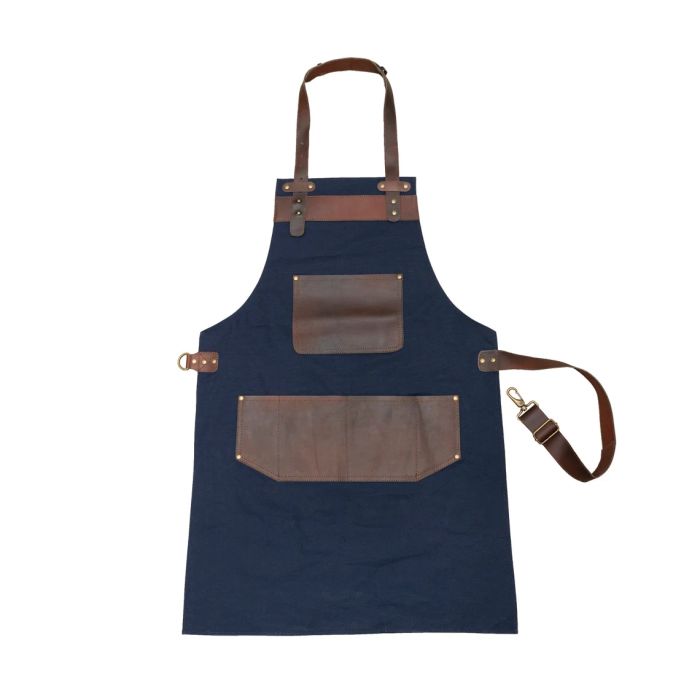 LEATHER BLUE CANVAS APRON