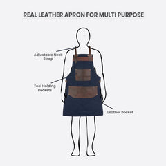 LEATHER BLUE CANVAS APRON