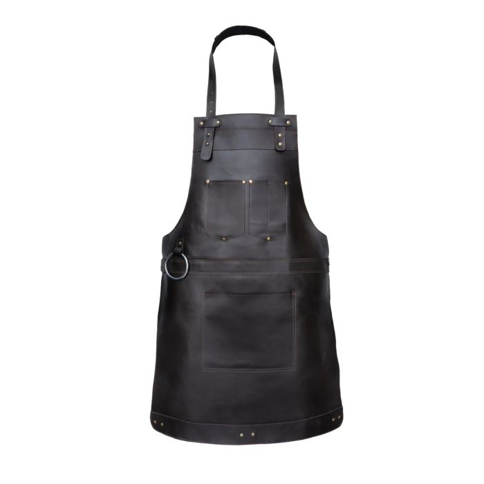 CHOCOLATE BROWN LEATHER APRON