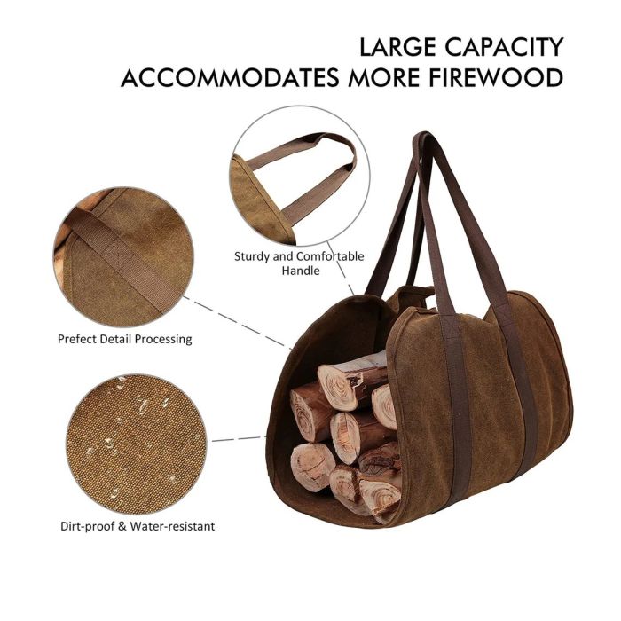 LARGE WATERPROOF CANVAS FIREWOOD CARRIER