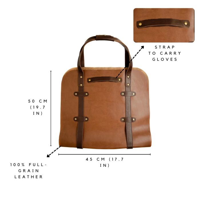 FULL GRAIN LEATHER WOOD LOG CARRIER