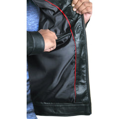 Men's Genuine Cow Rub Off Leather Coat (Trench Coat)