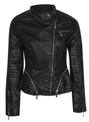 WOMEN BLACK FAUX LEATHER JACKET