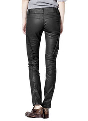 SKINNY BLACK CARGO LEATHER PANTS