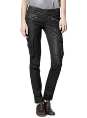 SKINNY BLACK CARGO LEATHER PANTS