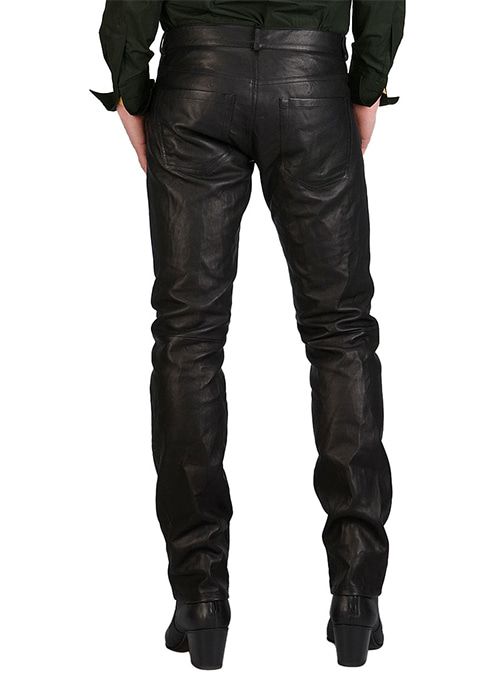 BUTTONED MEN LEATHER PANTS