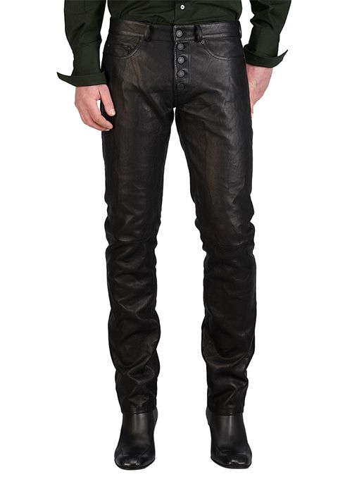 BUTTONED MEN LEATHER PANTS