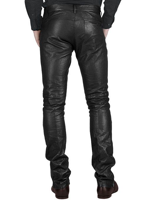 MEN'S BLACK SLIM-FIT FAUX-LEATHER PANTS