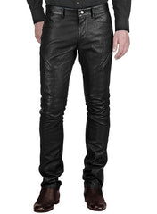 MEN'S BLACK SLIM-FIT FAUX-LEATHER PANTS