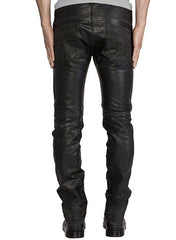 RICK OWENS BLACK LEATHER TYRONE PANTS