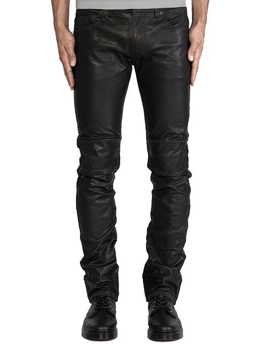 RICK OWENS BLACK LEATHER TYRONE PANTS