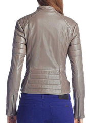 AGATA TAUPE GENUINE LEATHER JACKET