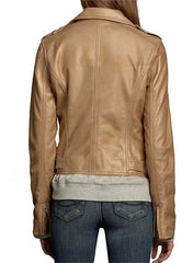 WOMEN’S ASYMMETRICAL BROWN MOTORCYCLE LEATHER JACKET