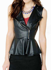 WOMEN'S SEXY HALTERNECK LEATHER JACKET