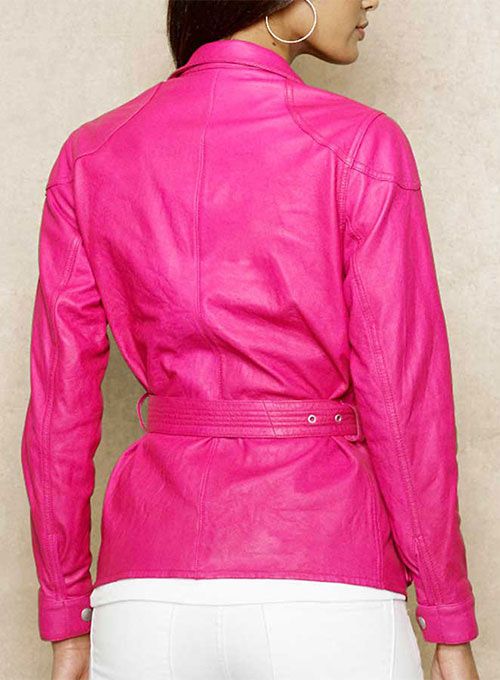 WOMEN HOT PINK LEATHER JACKET