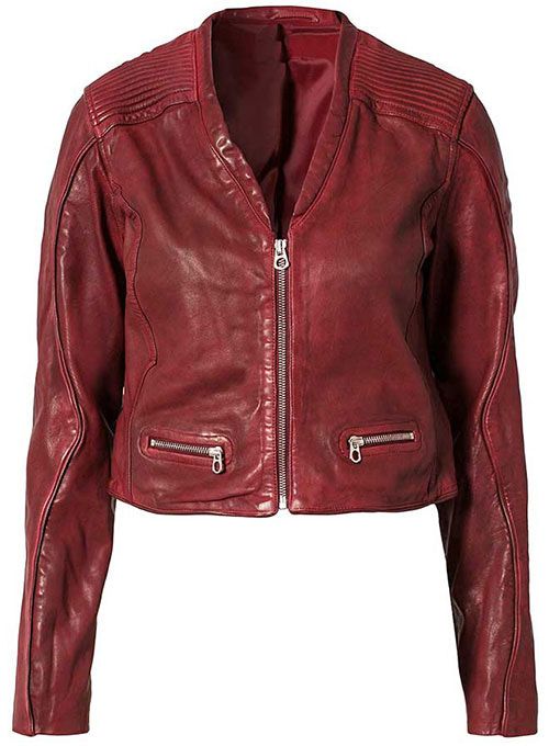 WOMENS MAROON CAFE RACER LEATHER JACKET