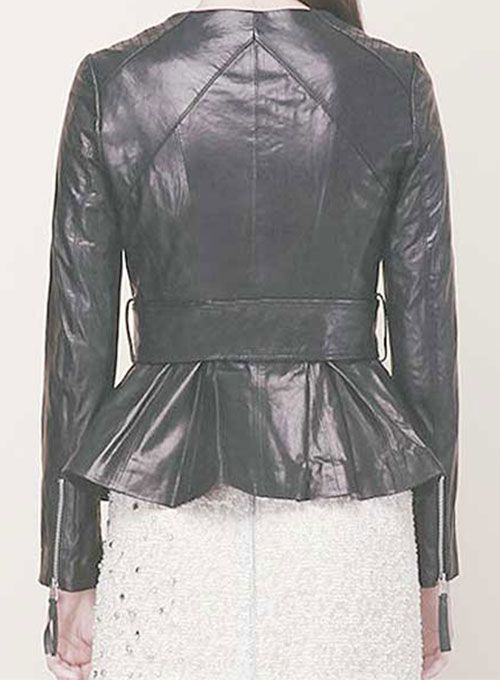 WOMEN'S COLLARLESS MOTO LEATHER JACKET