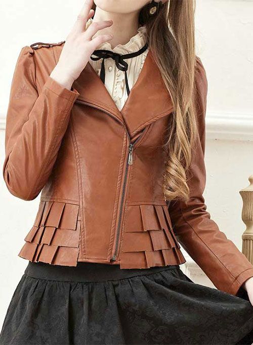 BROWN FITTED LEATHER JACKET