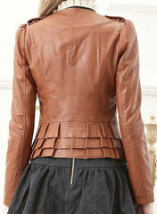 BROWN FITTED LEATHER JACKET