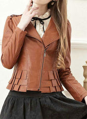 BROWN FITTED LEATHER JACKET