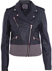 LADIES ANTHRACITE BLACK LEATHER JACKET