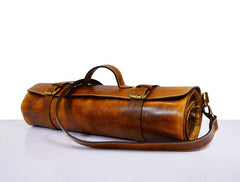 LEATHER CHEF KNIFE ROLL - CARAMEL BROWN