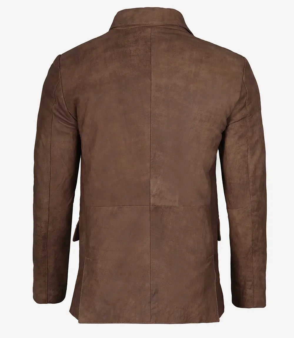 Men's Rub Off Light Brown Lambskin Leather Blazer