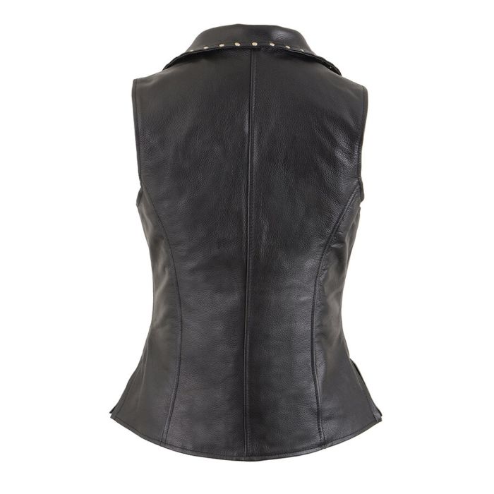 LADIES LEATHER ZIPPER FRONT VEST