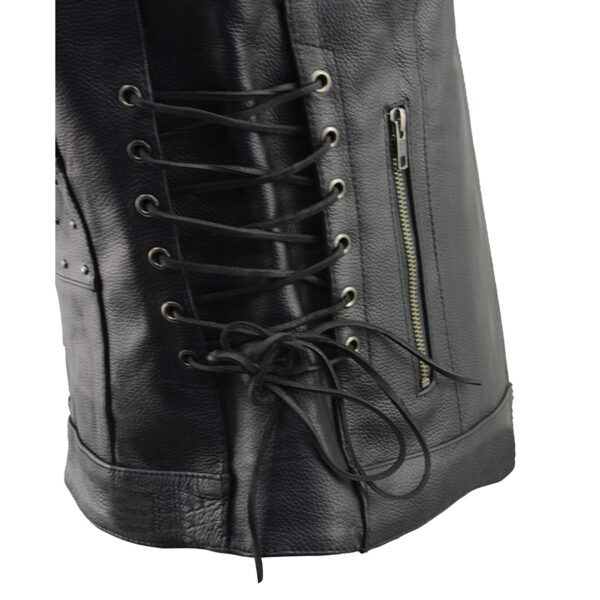 NECK ZIPPER FRONT LEATHER VEST