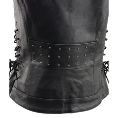 NECK ZIPPER FRONT LEATHER VEST