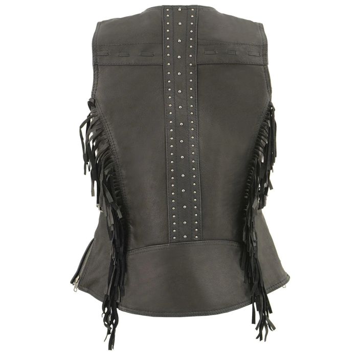 BLACK FRINGED LEATHER VEST