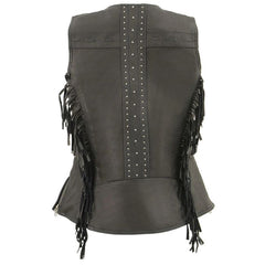 BLACK FRINGED LEATHER VEST