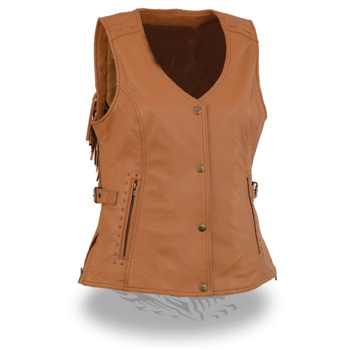 SADDLE TAN SNAP FRONT VEST