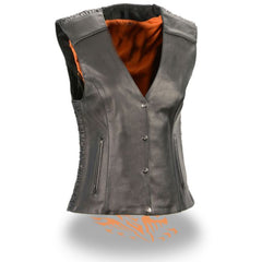 Studding & Embroidery Snap Front Vest