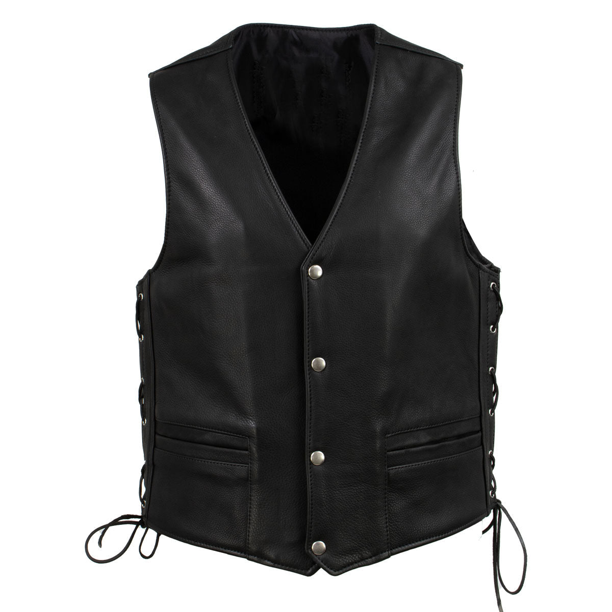 Men's Black Steerhide Motorcycle Leather Vest