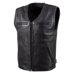 V-Neck Motorcycle Leather Biker Vest