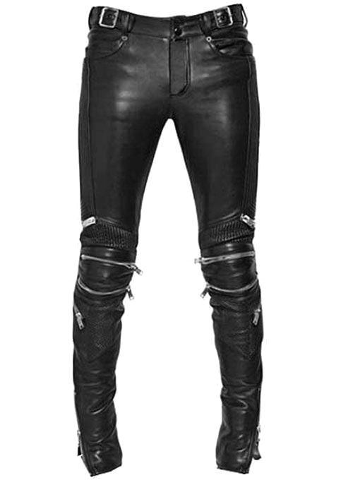 ELECTRIC ZIPPER MONO LEATHER PANTS