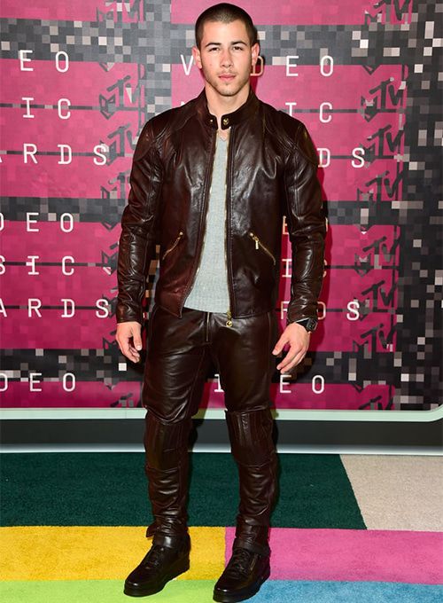 NICK JONAS LEATHER PANTS