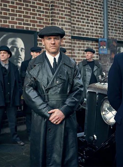 BRIAN GLEESON PEAKY BLINDERS LEATHER LONG COAT