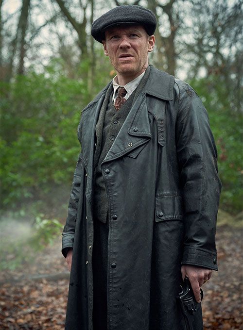 BRIAN GLEESON PEAKY BLINDERS LEATHER LONG COAT