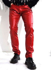 RED LEATHER JEANS