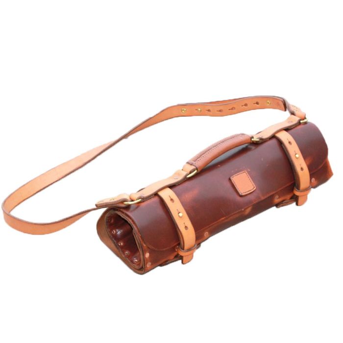 DARK TAN LEATHER CHEF KNIFE ROLL