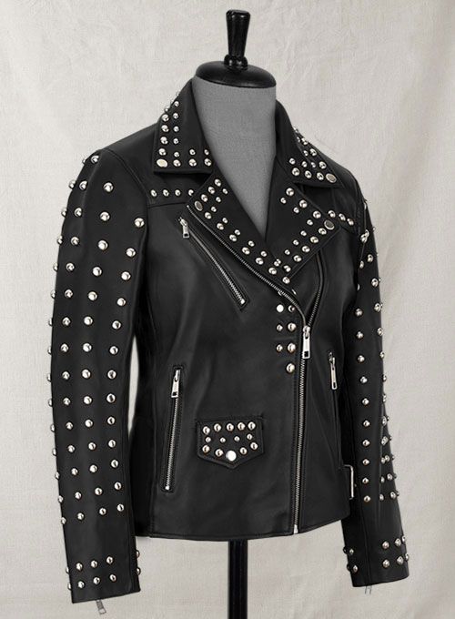 STUDDED MOTO LEATHER JACKET