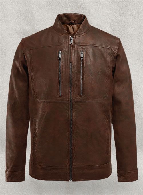 THUNDER STORM SPANISH BROWN BIKER LEATHER JACKET