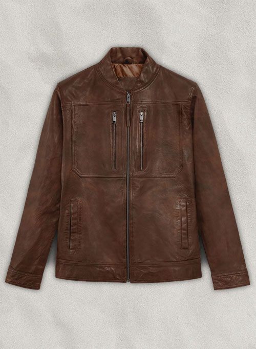 THUNDER STORM SPANISH BROWN BIKER LEATHER JACKET